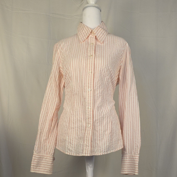 Tommy Hilfiger Striped Pink Button-Up Women's Top - Picture 1 of 5